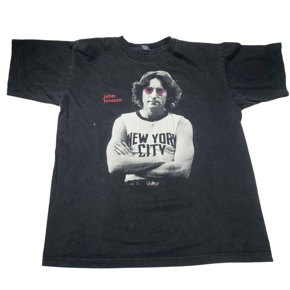 Vintage 1996 John Lennon Black T-Shirt Size Large I’m A Dreamer 90s Beatles